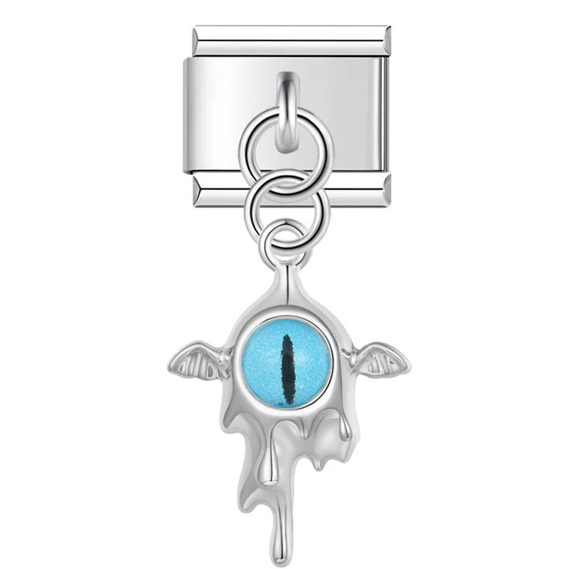 Gothic Dragon Eye & Melting Silver Dangle Charm