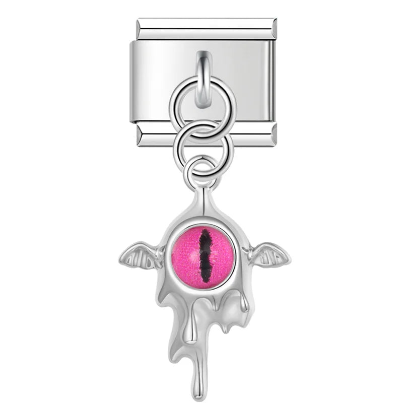 Gothic Dragon Eye & Melting Silver Dangle Charm