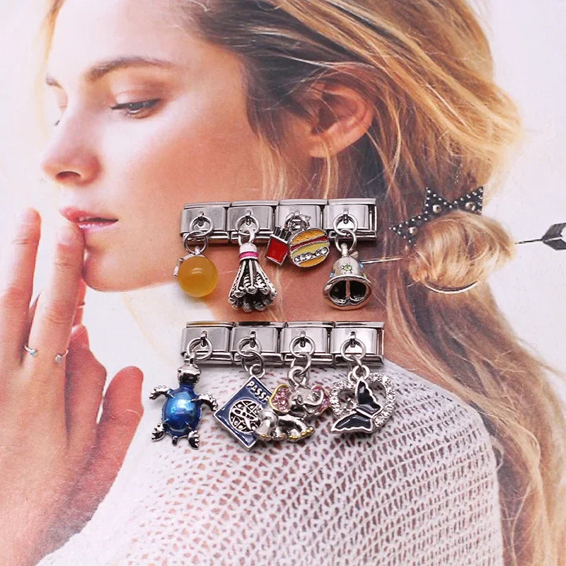 Bell Blue Turtle Beads silver charms
