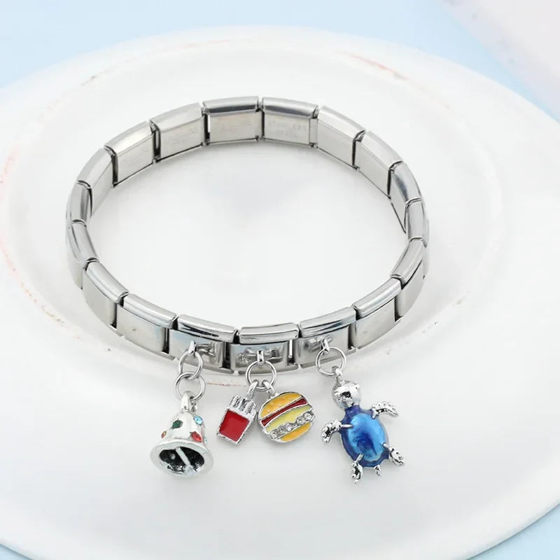 Bell Blue Turtle Beads silver charms