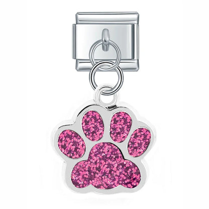 The Glitter Pavé Paw Print Dangle Charm