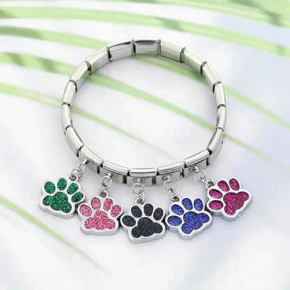 The Glitter Pavé Paw Print Dangle Charm