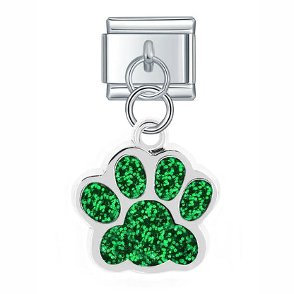 The Glitter Pavé Paw Print Dangle Charm