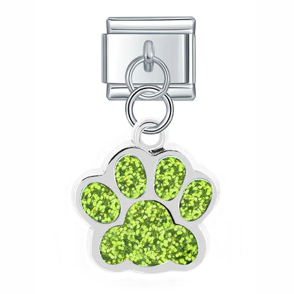 The Glitter Pavé Paw Print Dangle Charm