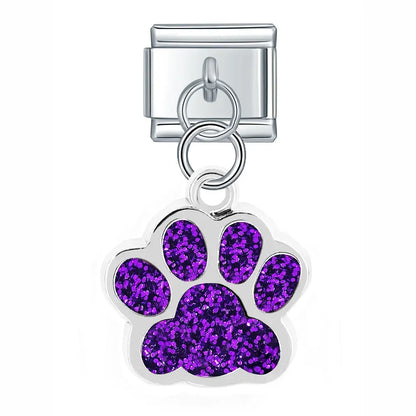 The Glitter Pavé Paw Print Dangle Charm
