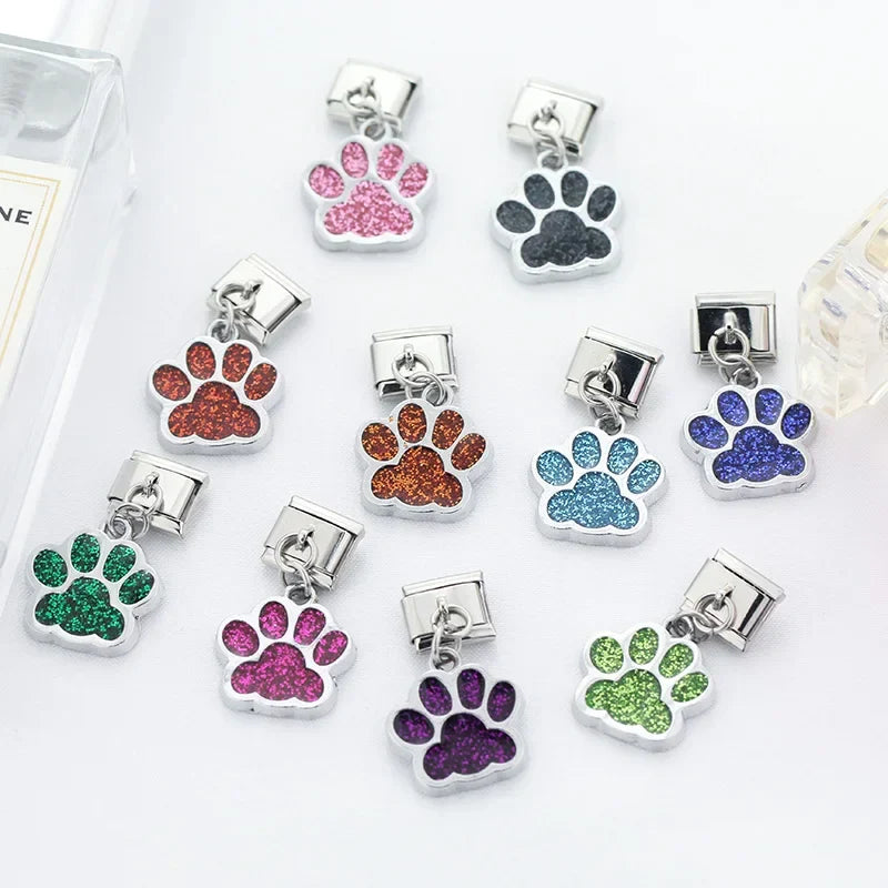 colorful  Pet Dog's Paw charms