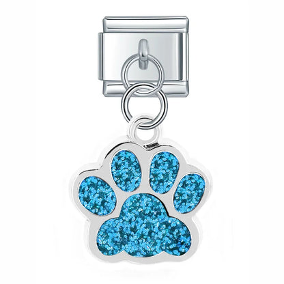 The Glitter Pavé Paw Print Dangle Charm