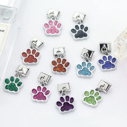 The Glitter Pavé Paw Print Dangle Charm