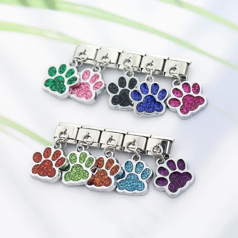 colorful  Pet Dog's Paw charms