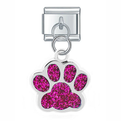 The Glitter Pavé Paw Print Dangle Charm