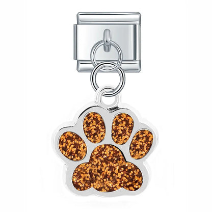 The Glitter Pavé Paw Print Dangle Charm
