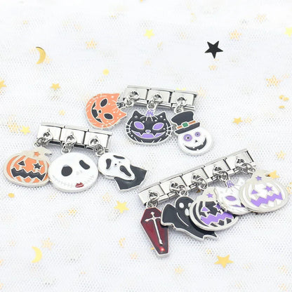 Colourful Glaze Halloween Pumpkin & Cross Charms