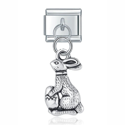Vintage Silver Friendship & Animal Dangle Italian Charms — Butterfly, Bunny, Paw & Friends Heart Links