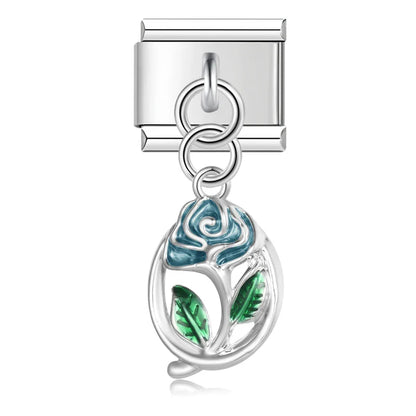 Colourful Glaze Daisy Flower Dangle Italian Charms — Pastel Enamel Daisy Dangle Links