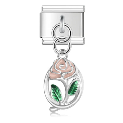 Colourful Glaze Daisy Flower Dangle Italian Charms — Pastel Enamel Daisy Dangle Links