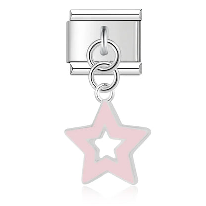 The Colour Glaze & Crystal Star Dangle Charm in Silver & Gold