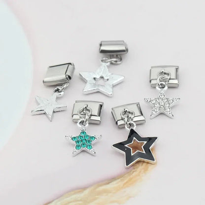 The Colour Glaze & Crystal Star Dangle Charm in Silver & Gold