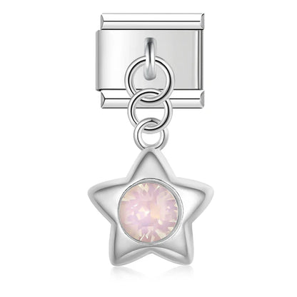 The Colour Glaze & Crystal Star Dangle Charm in Silver & Gold