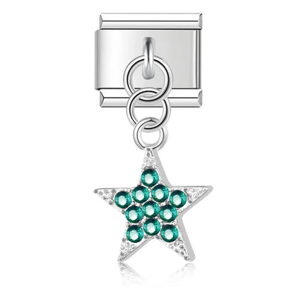 The Colour Glaze & Crystal Star Dangle Charm in Silver & Gold