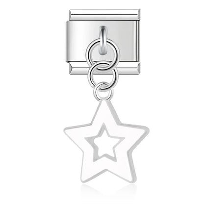 The Colour Glaze & Crystal Star Dangle Charm in Silver & Gold
