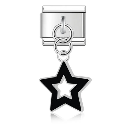 The Colour Glaze & Crystal Star Dangle Charm in Silver & Gold
