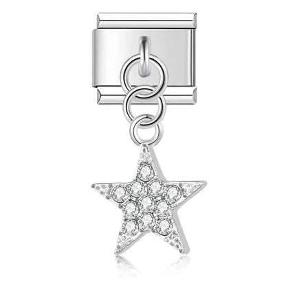 The Colour Glaze & Crystal Star Dangle Charm in Silver & Gold
