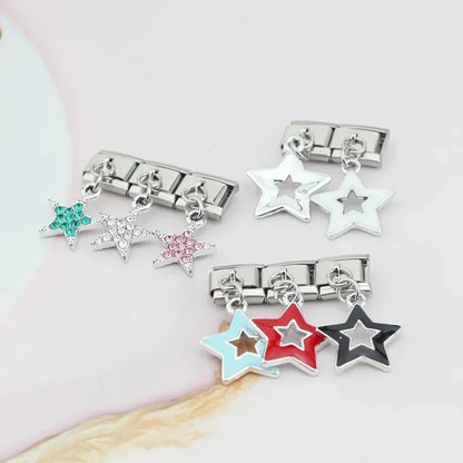 The Colour Glaze & Crystal Star Dangle Charm in Silver & Gold
