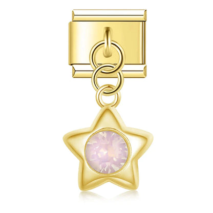The Colour Glaze & Crystal Star Dangle Charm in Silver & Gold