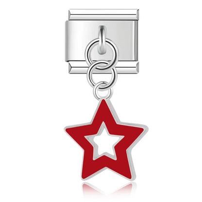 The Colour Glaze & Crystal Star Dangle Charm in Silver & Gold