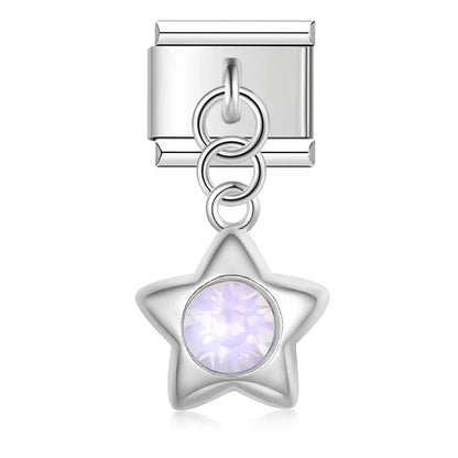 The Colour Glaze & Crystal Star Dangle Charm in Silver & Gold