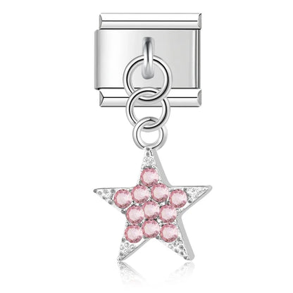 The Colour Glaze & Crystal Star Dangle Charm in Silver & Gold