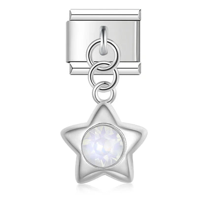 The Colour Glaze & Crystal Star Dangle Charm in Silver & Gold