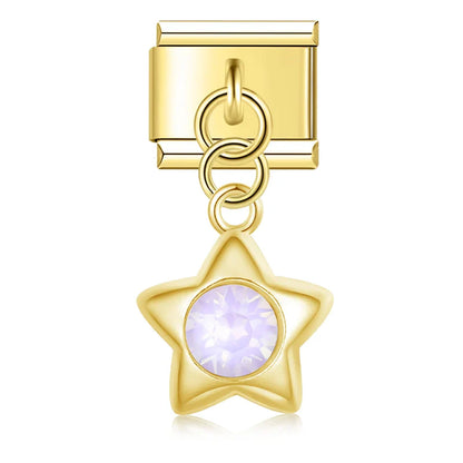 The Colour Glaze & Crystal Star Dangle Charm in Silver & Gold