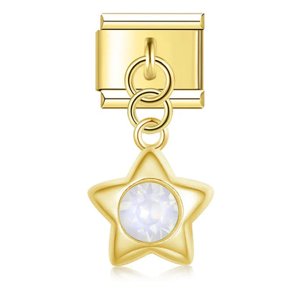 The Colour Glaze & Crystal Star Dangle Charm in Silver & Gold