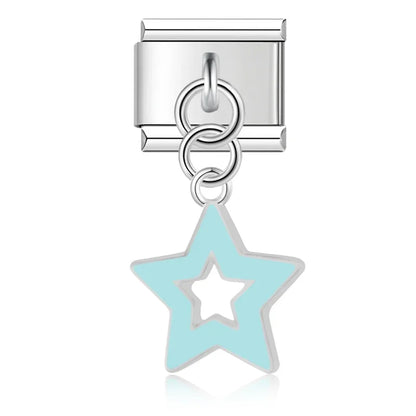 The Colour Glaze & Crystal Star Dangle Charm in Silver & Gold