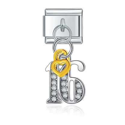 The Glaze Flower MOM & Birthday Number Dangle Charm