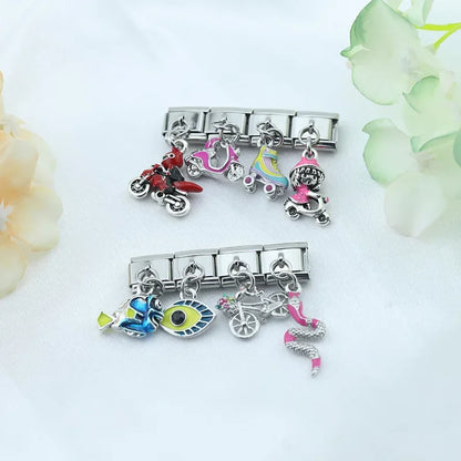 Glaze Snake, Fish Eye & Motorcycle Charms