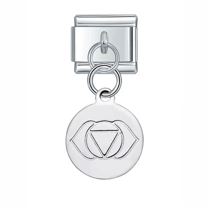 Silver Engraved Message & Animal Dangle Italian Charms — Love Message, Cherry, Yin-Yang & Animal Links