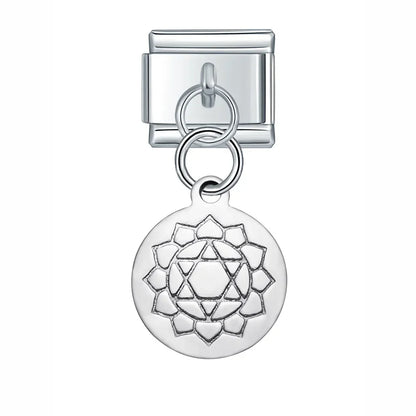 Silver Engraved Message & Animal Dangle Italian Charms — Love Message, Cherry, Yin-Yang & Animal Links
