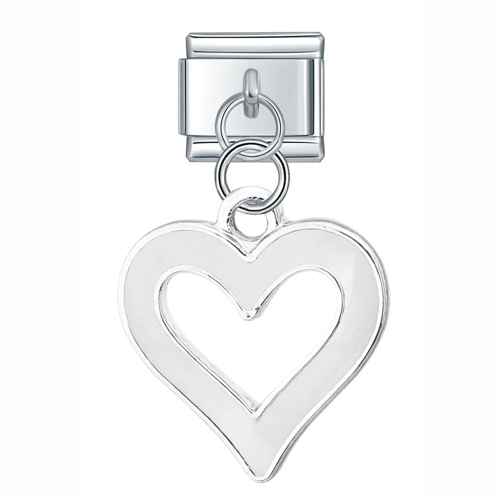 Open Heart Dangle Charm in Silver