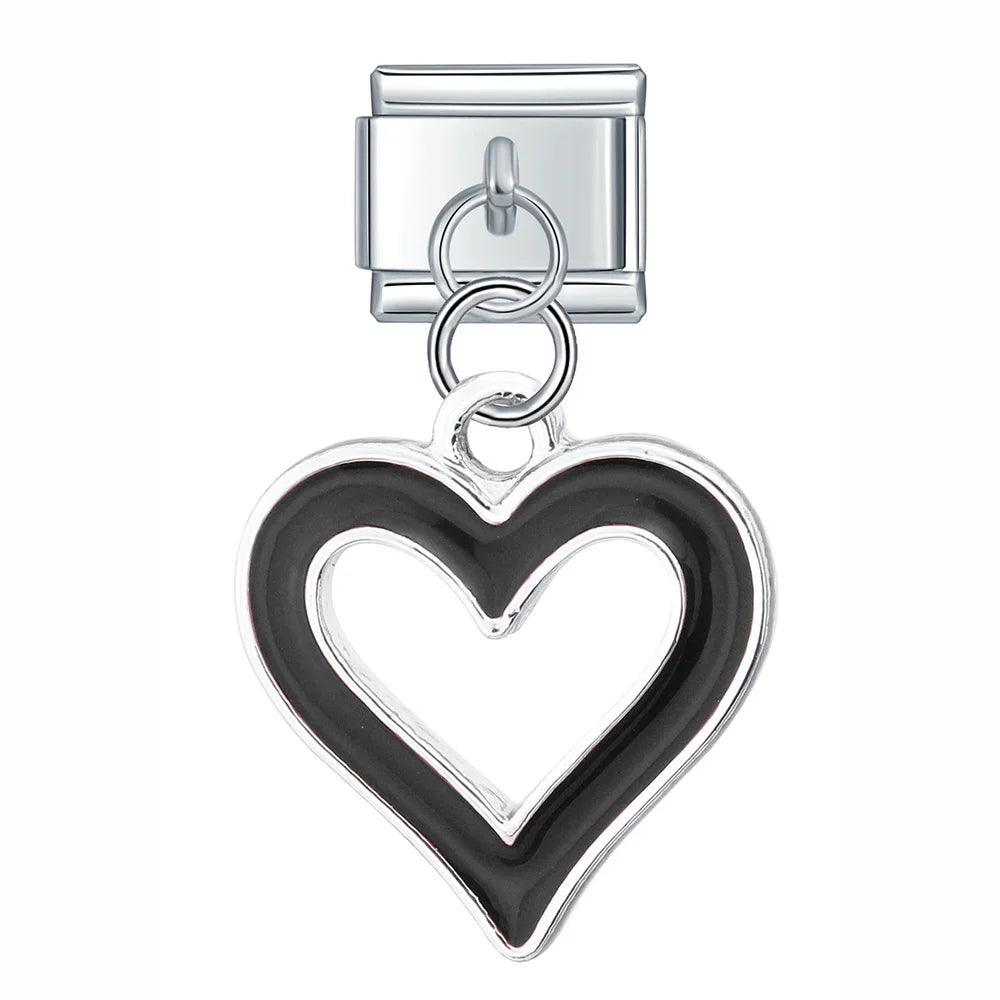 Open Heart Dangle Charm in Silver