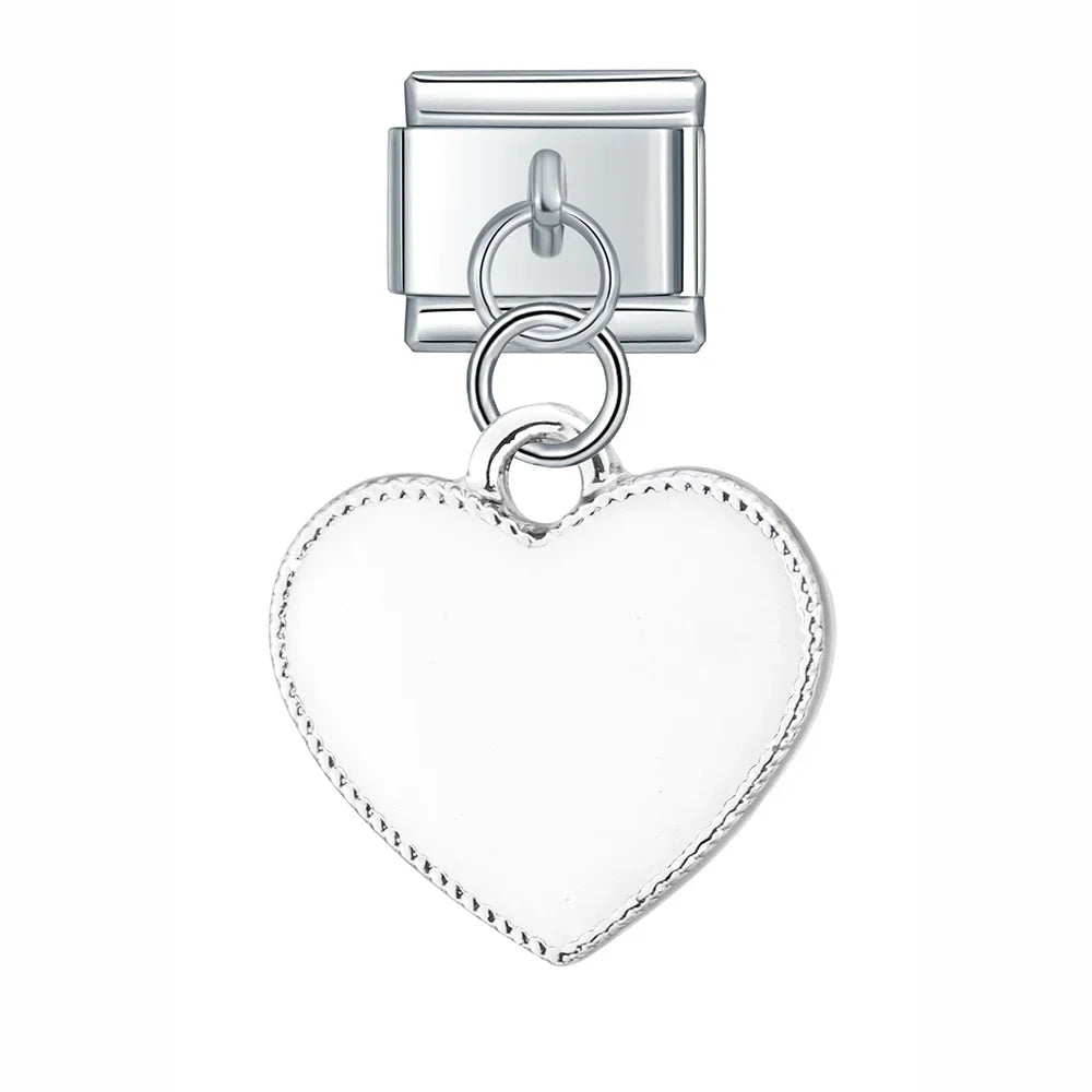 Open Heart Dangle Charm in Silver