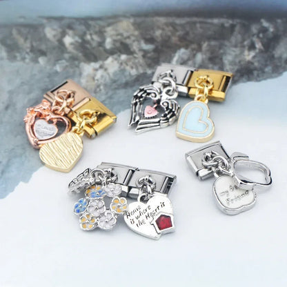 The Sweet Romantic Heart & Flower Dangle Charm