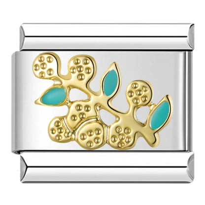 Flower & Botanical Italian Charms — Rose Gold, Pearl, Enamel & Crystal Floral Designs