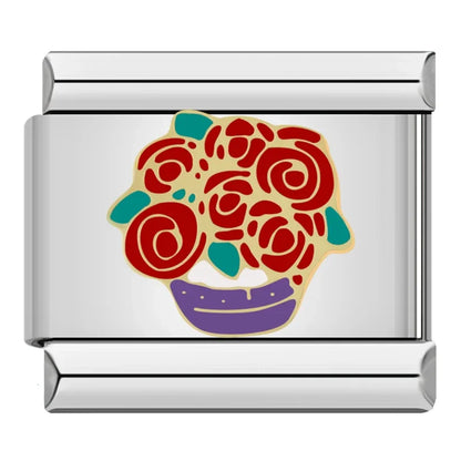 Flower & Botanical Italian Charms — Rose Gold, Pearl, Enamel & Crystal Floral Designs