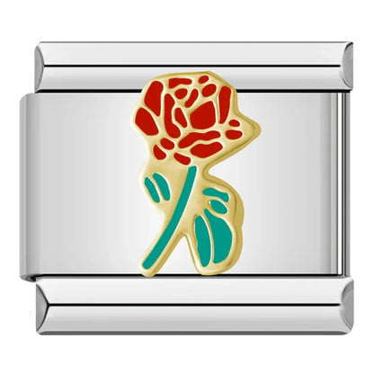 Flower & Botanical Italian Charms — Rose Gold, Pearl, Enamel & Crystal Floral Designs