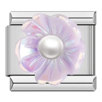 Flower & Botanical Italian Charms — Rose Gold, Pearl, Enamel & Crystal Floral Designs