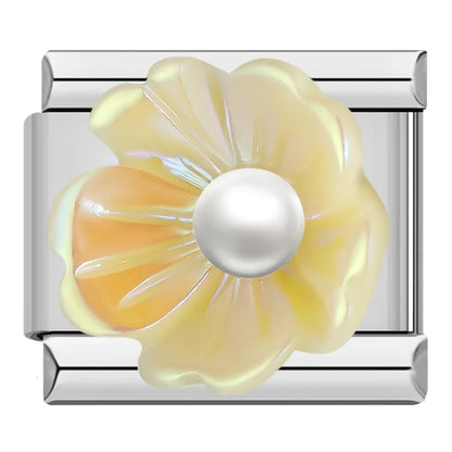 Flower & Botanical Italian Charms — Rose Gold, Pearl, Enamel & Crystal Floral Designs