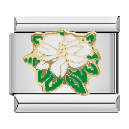 Flower & Botanical Italian Charms — Rose Gold, Pearl, Enamel & Crystal Floral Designs
