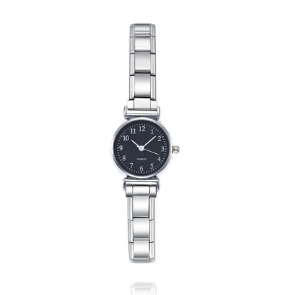 Signature Classic Round Watch with Crisp Numerals — Italian Charm Watch Bracelet